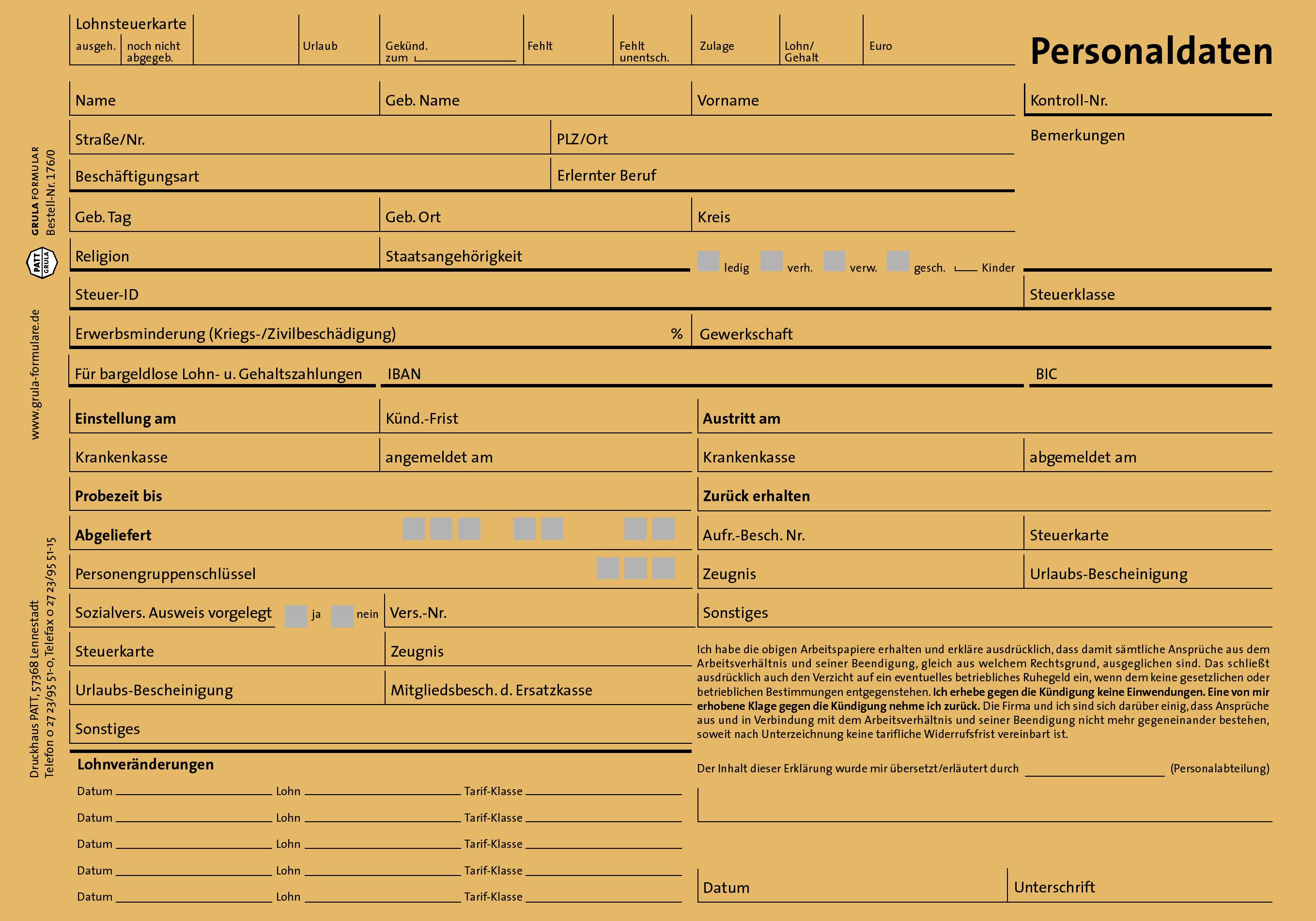 Personaldaten-Karteitasche „PERKARTA“ 