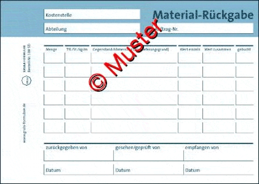 Material-Rückgabe